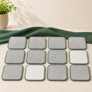 Twelve reusable dual-sided kitchen scrub pads